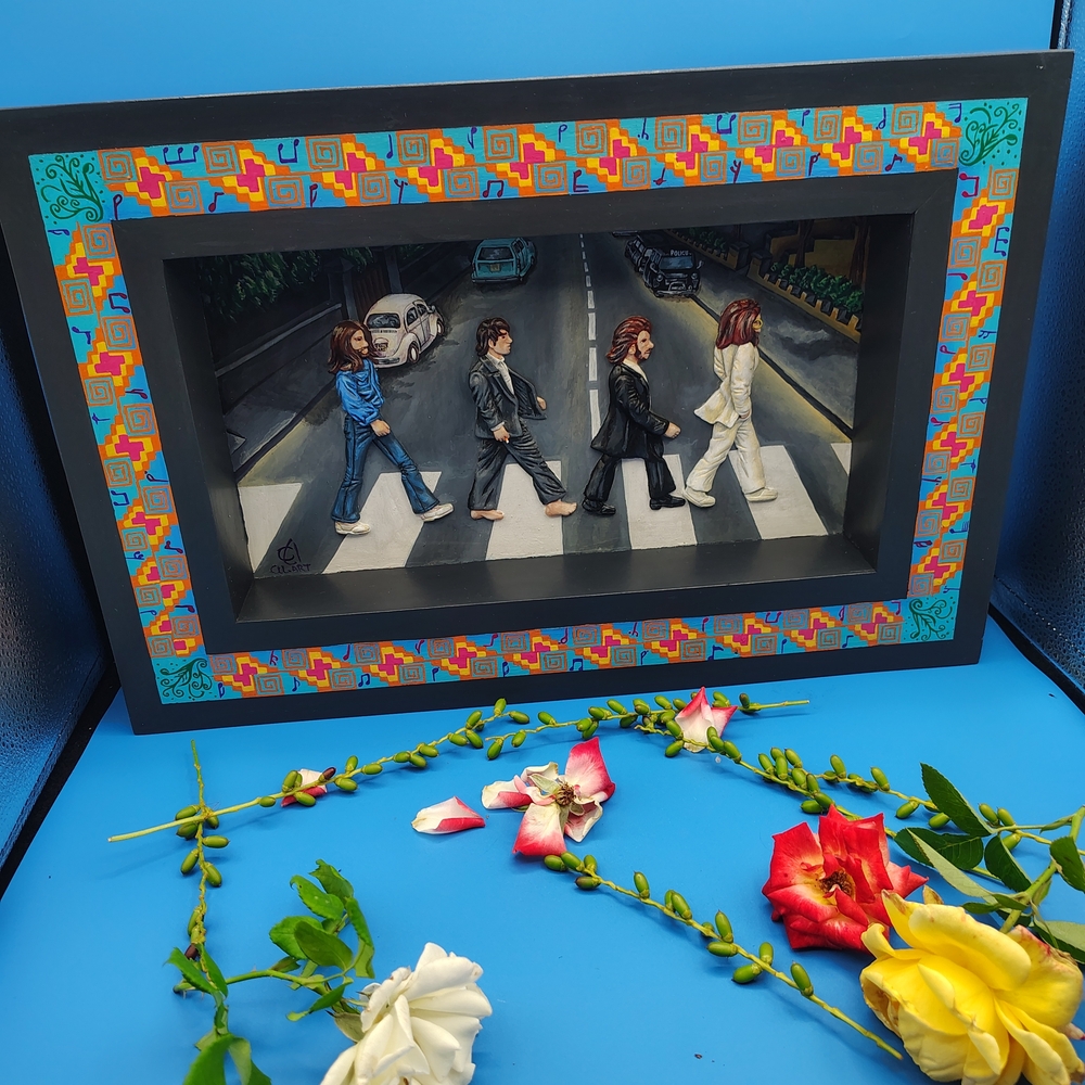 Colorful Framed Street Scene Art